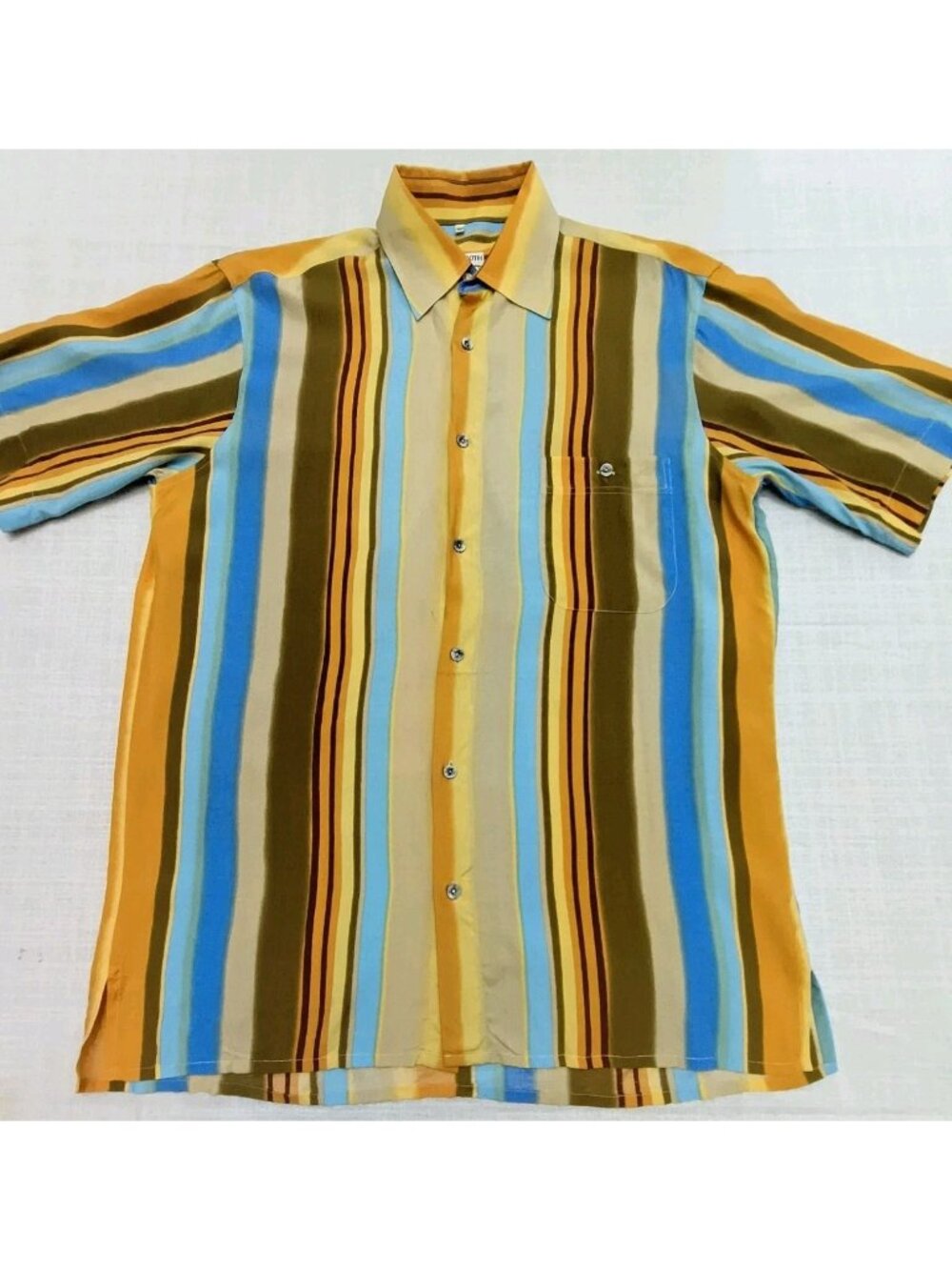 Georg Roth Of Germany Colorblock Striped Short Sleeve Button Shirt Size M 39/40